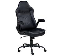 Beliani Chaise de Bureau Traditionnelle Moderne en Cuir PU Pivotante et Réglable avec Accoudoirs Noire Triumpher