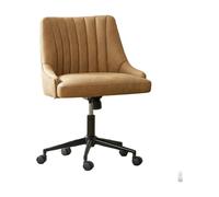 Chaise de Bureau Moderne HULALA HOME sans Accoudoirs, Assise Rembourrée et Dossier Matelassé, Pivotante 360° Réglable en Hauteur avec Cadre Métallique Robuste, Marron