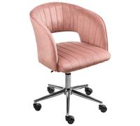 Chaise de Bureau Moderne Pivotante et Hauteur Réglable en Velours Rose Katonah