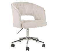 Chaise de Bureau Moderne Pivotante et Réglable en Velours Beige Katonah