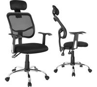 Chaise de bureau noire. Chaise de bureau pivotante avec appui-tête et hauteur d'assise réglables. Fabriqué à partir de matériaux durables et résistants. Le large socle offre une stabilité totale et le