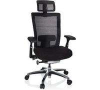 hjh OFFICE 657650 Chaise de Bureau Nova Pro I en Tissu Maille avec Support Lombaire, Noir, 133.0 x 65.0 x 60.0 cm
