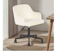 Chaise de bureau OLIVER Pivotante en Velours Blanc Crème Réglable en Hauteur Assise Rembourrée Confortable