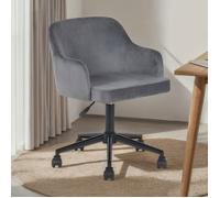 Chaise de bureau OLIVER Pivotante en Velours Gris Clair Réglable en Hauteur, Assise Rembourrée Confortable