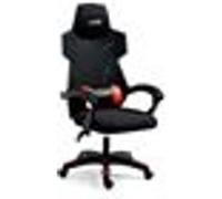 Amstrad AMS-209 Chaise de Bureau ou Gamer Tissu Type Mesh/Maille Respirante - Coloris Noir & Rouge - Coussin Lombaire