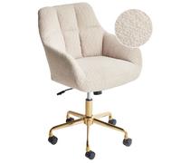 Beliani Chaise de Bureau en Tissu Polyester Structure Métallique Pivotante Réglable Beige Palmdale