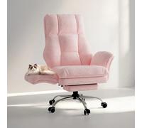 Chaise de bureau Patbrela, accoudoirs rabattables pour animaux de compagnie et position assise croisée, chaise de jeu ergonomique exécutive avec repose-pieds, chaise de bureau Black shining chenille