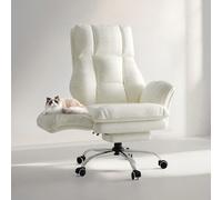 Chaise de bureau Patbrela Big and Tall Cloud, accoudoirs rabattables pour animaux de compagnie et position assise croisée, chaise de jeu ergonomique exécutive avec repose-pieds Black shining chenille