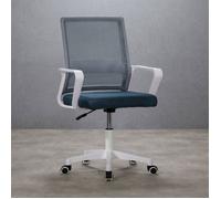 Idimex Chaise de bureau Perth - pivotante, réglable en hauteur, tissu mesh, accoudoirs, gris-bleu