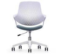 Chaise de Bureau Pivotante à 360° avec Frein par Gravité, Hauteur Réglable, Dossier Moyen, avec Accoudoirs, Assise Rembourrée en Maille, Forte Capacité de Charge(White)