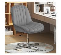 Chaise de bureau pivotante à hauteur réglable sans accoudoirs avec pieds croisés, dossier moyen, sans roulettes, idéale pour le travail informatique à domicile et l'utilisation de coiffeuse