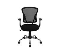 Flash Furniture Chaise de Bureau pivotante Alfred à Dossier Moyen en Maille Noire de avec Base et accoudoirs chromés