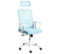 Chaise de Bureau Pivotante avec Appui-Tête en Maille Hauteur Réglable Bleue Clai