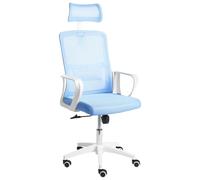 Chaise de Bureau Pivotante avec Appui-Tête en Maille Hauteur Réglable Bleue Mona