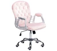 Chaise de Bureau Pivotante avec Dossier Réglable en Velours Rose Princess