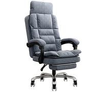 Chaise de Bureau pivotante avec Repose-Pieds et Appui-tête, Chaise de Bureau inclinable en Tissu Lin pour Dossier inclinable à 155°, Chaise de Travail Ergonomique (Grizzle)