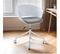IDIMEX Chaise de Bureau pivotante DAGMA, réglable en Hauteur, Style Moderne, avec Coussin d’Assise en Tissu, sur roulettes, Blanc