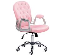Chaise de bureau Pivotante Dossier Réglable Capitonné en Cuir PU Rose Princess