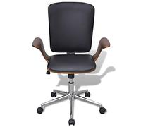 Chaise de bureau pivotante en bois bug avec rembourrage en cuir synthétique, ergonomique, réglable en hauteur, 69 x 57 x 88,5-97,5 cm, avec roulettes, pour bureau, bureau à domicile, bureau à domicile