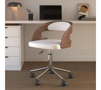 Chaise de bureau pivotante en bois et pu blanc - louis
