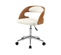 Chaise de bureau pivotante en bois et PU blanc - Louis - Maison Pavane