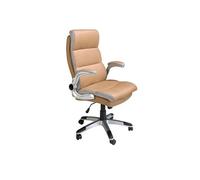 Chaise de bureau pivotante en croûte de cuir marron 4141C, 66 x 72 x 112/122