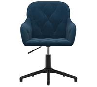 Chaise de bureau pivotante en velours - CLARENCE - Bleu - 56x61,5x(72-80) cm - Pivotement à 360 degrés