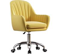Chaise de Bureau pivotante Jaune Moderne - Chaise de Bureau rembourrée en Velours pour la Maison, Le Bureau, Le Salon, la Chambre et la Coiffeuse - Confort Ergonomique élégant