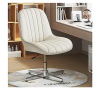 Chaise de Bureau pivotante Moderne avec Rembourrage en Cuir et Design sans accoudoirsChaise de Travail Ergonomique réglable avec siège Large pour Coiffeuse (crème)
