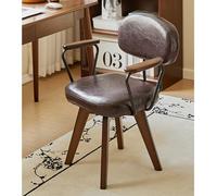Chaise de bureau pivotante moderne du milieu du siècle avec revêtement en simili cuir, pieds et accoudoirs en bois de chêne, idéale pour les petits espaces dans le salon ou la chambre, vert (42 x 47