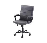 Chaise de bureau pivotante moderne en cuir gris pour la maison et la direction - Chaise de travail confortable pour adultes, hommes et femmes