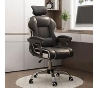 Chaise de Bureau pivotante réglable, Chaise à Bascule Ergonomique en Cuir avec accoudoirs et roulettes, Chaise de Jeu pour Adultes, Support Dorsal et Coussin en Latex pour la Maison et Le bu