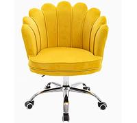 Chaise de bureau pivotante réglable en velours avec motif coquillage blanc pour filles et femmes, idéale pour le bureau à domicile