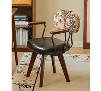 Chaise de bureau pivotante, revêtement moderne en similicuir avec pieds en bois de chêne, idéale pour les petits espaces, salon ou chambre à coucher, 40,6 x 45,7 x 43,2 cm