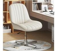 Chaise de bureau pivotante sans accoudoirs - Rotation réglable à 360 °, cuir rembourré, soutien du dossier moyen pour bureau à domicile