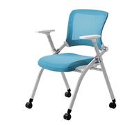 Chaise de bureau pliante avec accoudoirs et roulettes - Support dorsal ergonomique en maille pour bureau, salle de conférence et salle de formation - Design compact et portable