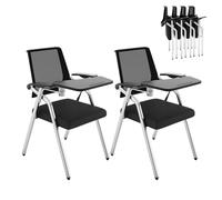 Chaise de bureau pliante avec tablette d'écriture, fauteuil rembourré, cadre en alliage d'aluminium, pas de montage nécessaire, pour salles de formation et salles de classe