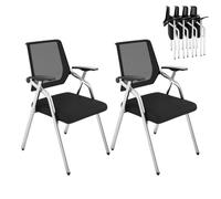 Chaise de bureau pliante avec tablette d'écriture, fauteuil rembourré, cadre en alliage d'aluminium, pas de montage nécessaire, pour salles de formation et salles de classe