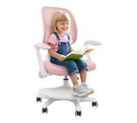 Chaise de bureau pour enfant - 40 x 39 cm - 158 kg - Réglable - Avec accoudoirs rotatifs à 90 ° et chaise pivotante réglable en hauteur - Pour favoriser une bonne posture - Blanc + rose