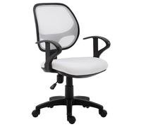 Chaise De Bureau Pour Enfant Cool Fauteuil Pivotant Et Ergonomique Avec Accoudoirs, Siège À Roulettes Et Hauteur Réglable Mesh Blanc Blanc