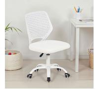 IDIMEX Chaise de Bureau pour Enfant Jade Blanche Pivotante sans Accoudoirs, Assise Rembourrée et Réglable en Hauteur
