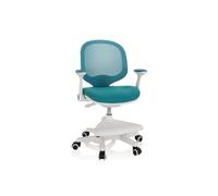 HJH Office Chaise enfant KID ERGO – Tissu/maille bleu, repose-pieds, réglable en hauteur, pivotante