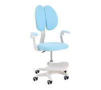 Chaise de bureau pour enfant - Réglable en hauteur - Bleu | Chaise de bureau avec dossier et accoudoirs, 5 roues, pour enfant, jusqu'à 68 kg, pour apprendre à jouer, assise confortable