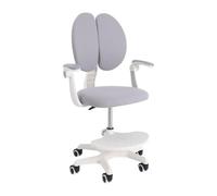 Chaise de bureau pour enfant - Réglable en hauteur - Gris | Chaise de bureau avec dossier et accoudoirs, 5 roues, pour enfant, jusqu'à 68 kg, pour apprendre à jouer, assise confortable