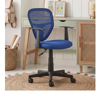 Chaise de bureau pour enfant STUDIO fauteuil pivotant et ergonomique avec accoudoirs, siège à roulettes hauteur réglable, mesh bleu