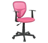 Chaise De Bureau Pour Enfant Studio Fauteuil Pivotant Et Ergonomique Avec Accoudoirs, Siège À Roulettes Hauteur Réglable, Mesh Rose Rose