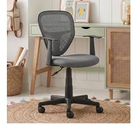 Chaise de bureau pour enfant STUDIO fauteuil pivotant et ergonomique avec accoudoirs, siège à roulettes hauteur réglable, mesh gris