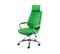 Chaise de Bureau Rako Similicuir Piètement en Métal Chromé Ajustable Pivotant - CLP - Vert