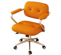 Chaise de bureau réglable contemporaine en velours orange avec base en métal - Fonction oscillante ergonomique pour le bureau à domicile et le confort des jeux vidéo