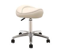 Chaise de bureau réglable de 36 à 50 cm pivotante à 360° pour hygiénistes dentaires et artistes Siège de salon en métal avec roues en polyuréthane Beige